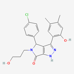 molecular formula C22H22ClN3O3 B4227687 4-(4-chlorophenyl)-3-(2-hydroxy-4,5-dimethylphenyl)-5-(3-hydroxypropyl)-4,5-dihydropyrrolo[3,4-c]pyrazol-6(1H)-one 