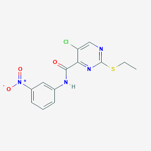 molecular formula C13H11ClN4O3S B4227707 5-chloro-2-(ethylthio)-N-(3-nitrophenyl)-4-pyrimidinecarboxamide 
