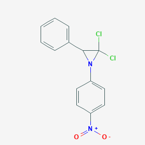 molecular formula C14H10Cl2N2O2 B422773 2,2-Dichloro-1-{4-nitrophenyl}-3-phenylaziridine 