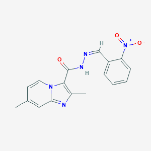 molecular formula C17H15N5O3 B422774 2,7-dimethyl-N'-(2-nitrobenzylidene)imidazo[1,2-a]pyridine-3-carbohydrazide CAS No. 5552-77-2