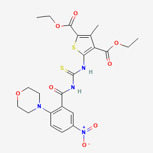 molecular formula C23H26N4O8S2 B4227750 diethyl 3-methyl-5-[({[2-(4-morpholinyl)-5-nitrobenzoyl]amino}carbonothioyl)amino]-2,4-thiophenedicarboxylate 