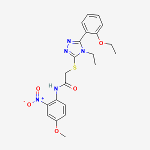 molecular formula C21H23N5O5S B4227766 2-{[5-(2-ethoxyphenyl)-4-ethyl-4H-1,2,4-triazol-3-yl]thio}-N-(4-methoxy-2-nitrophenyl)acetamide 