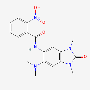 molecular formula C18H19N5O4 B4227770 N-[6-(dimethylamino)-1,3-dimethyl-2-oxo-2,3-dihydro-1H-benzimidazol-5-yl]-2-nitrobenzamide 