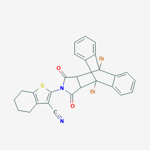 molecular formula C27H18Br2N2O2S B422778 2-(1,8-Dibromo-16,18-dioxo-17-azapentacyclo[6.6.5.0~2,7~.0~9,14~.0~15,19~]nonadeca-2,4,6,9,11,13-hexaen-17-yl)-4,5,6,7-tetrahydro-1-benzothiophene-3-carbonitrile 