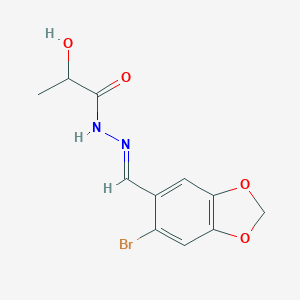 molecular formula C11H11BrN2O4 B422779 N'-[(6-bromo-1,3-benzodioxol-5-yl)methylene]-2-hydroxypropanohydrazide 