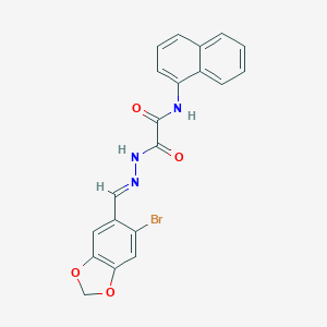 molecular formula C20H14BrN3O4 B422780 2-{2-[(6-bromo-1,3-benzodioxol-5-yl)methylene]hydrazino}-N-(1-naphthyl)-2-oxoacetamide 