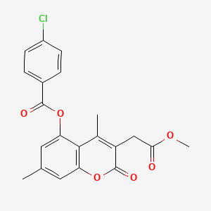 molecular formula C21H17ClO6 B4227875 3-(2-methoxy-2-oxoethyl)-4,7-dimethyl-2-oxo-2H-chromen-5-yl 4-chlorobenzoate 