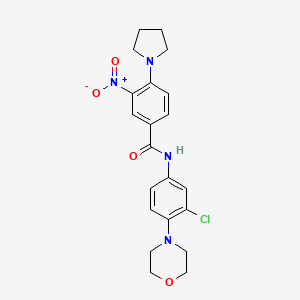 molecular formula C21H23ClN4O4 B4227881 N-[3-chloro-4-(4-morpholinyl)phenyl]-3-nitro-4-(1-pyrrolidinyl)benzamide 