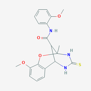 6-methoxy-N-(2-methoxyphenyl)-9-methyl-11-thioxo-8-oxa-10,12-diazatricyclo[7.3.1.0~2,7~]trideca-2,4,6-triene-13-carboxamide