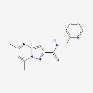 molecular formula C15H15N5O B4227938 5,7-dimethyl-N-(2-pyridinylmethyl)pyrazolo[1,5-a]pyrimidine-2-carboxamide 