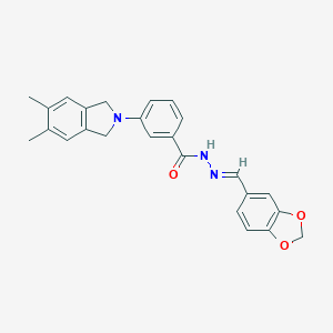 molecular formula C25H23N3O3 B422795 N'-(1,3-benzodioxol-5-ylmethylene)-3-(5,6-dimethyl-1,3-dihydro-2H-isoindol-2-yl)benzohydrazide 