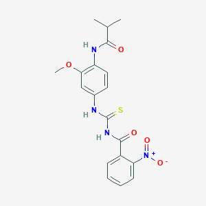 molecular formula C19H20N4O5S B4227953 N-({[4-(isobutyrylamino)-3-methoxyphenyl]amino}carbonothioyl)-2-nitrobenzamide 