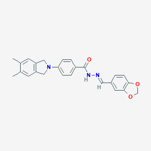 molecular formula C25H23N3O3 B422796 N'-(1,3-benzodioxol-5-ylmethylene)-4-(5,6-dimethyl-1,3-dihydro-2H-isoindol-2-yl)benzohydrazide 