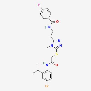 molecular formula C23H25BrFN5O2S B4227988 N-{2-[5-({2-[(4-bromo-2-isopropylphenyl)amino]-2-oxoethyl}thio)-4-methyl-4H-1,2,4-triazol-3-yl]ethyl}-4-fluorobenzamide 