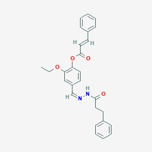 molecular formula C27H26N2O4 B422799 2-Ethoxy-4-[2-(3-phenylpropanoyl)carbohydrazonoyl]phenyl 3-phenylacrylate 