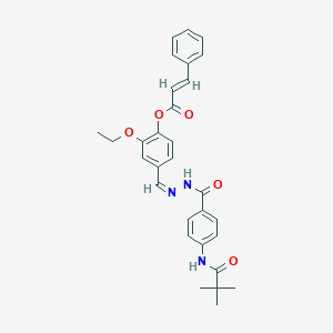 molecular formula C30H31N3O5 B422800 4-(2-{4-[(2,2-Dimethylpropanoyl)amino]benzoyl}carbohydrazonoyl)-2-ethoxyphenyl 3-phenylacrylate 