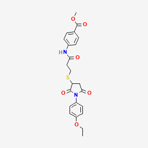 molecular formula C23H24N2O6S B4228009 methyl 4-[(3-{[1-(4-ethoxyphenyl)-2,5-dioxo-3-pyrrolidinyl]thio}propanoyl)amino]benzoate 