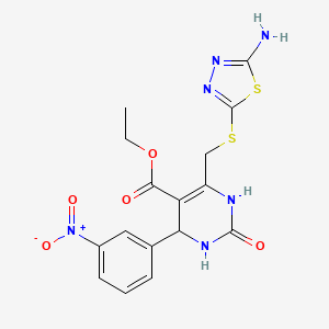molecular formula C16H16N6O5S2 B4228016 ethyl 6-{[(5-amino-1,3,4-thiadiazol-2-yl)thio]methyl}-4-(3-nitrophenyl)-2-oxo-1,2,3,4-tetrahydro-5-pyrimidinecarboxylate 