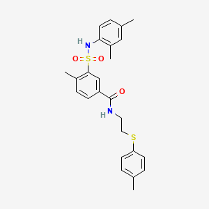 molecular formula C25H28N2O3S2 B4228023 3-{[(2,4-dimethylphenyl)amino]sulfonyl}-4-methyl-N-{2-[(4-methylphenyl)thio]ethyl}benzamide 