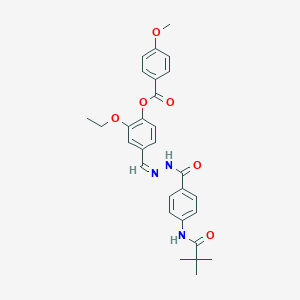molecular formula C29H31N3O6 B422804 4-(2-{4-[(2,2-Dimethylpropanoyl)amino]benzoyl}carbohydrazonoyl)-2-ethoxyphenyl 4-methoxybenzoate 
