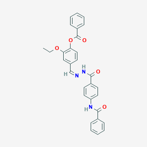 molecular formula C30H25N3O5 B422805 4-{2-[4-(Benzoylamino)benzoyl]carbohydrazonoyl}-2-ethoxyphenyl benzoate 