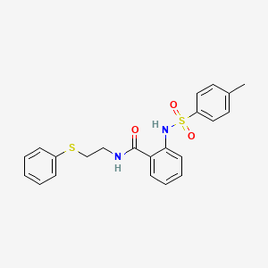 molecular formula C22H22N2O3S2 B4228056 2-{[(4-methylphenyl)sulfonyl]amino}-N-[2-(phenylthio)ethyl]benzamide 