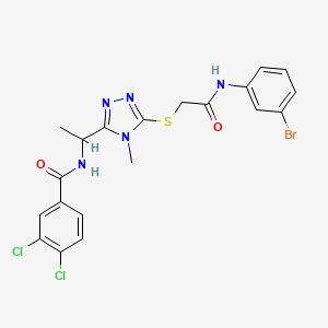 molecular formula C20H18BrCl2N5O2S B4228078 N-{1-[5-({2-[(3-bromophenyl)amino]-2-oxoethyl}thio)-4-methyl-4H-1,2,4-triazol-3-yl]ethyl}-3,4-dichlorobenzamide 