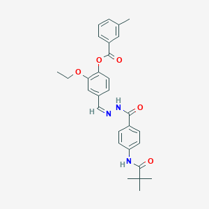 molecular formula C29H31N3O5 B422810 [4-[(Z)-[[4-(2,2-dimethylpropanoylamino)benzoyl]hydrazinylidene]methyl]-2-ethoxyphenyl] 3-methylbenzoate 