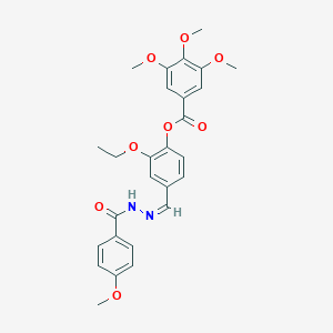 molecular formula C27H28N2O8 B422812 2-Ethoxy-4-[2-(4-methoxybenzoyl)carbohydrazonoyl]phenyl 3,4,5-trimethoxybenzoate 