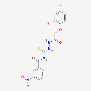 molecular formula C16H12BrClN4O5S B4228122 N-({2-[(2-bromo-4-chlorophenoxy)acetyl]hydrazino}carbonothioyl)-3-nitrobenzamide 