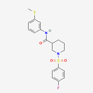 molecular formula C19H21FN2O3S2 B4228152 1-[(4-fluorophenyl)sulfonyl]-N-[3-(methylthio)phenyl]-3-piperidinecarboxamide 