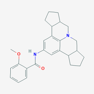 molecular formula C26H30N2O2 B422816 N-(3b,4,5,6,6a,7,9,9a,10,11,12,12a-dodecahydrocyclopenta[c]cyclopenta[4,5]pyrido[3,2,1-ij]quinolin-2-yl)-2-methoxybenzamide 