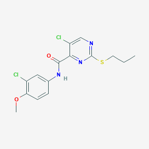 5-chloro-N-(3-chloro-4-methoxyphenyl)-2-(propylthio)-4-pyrimidinecarboxamide