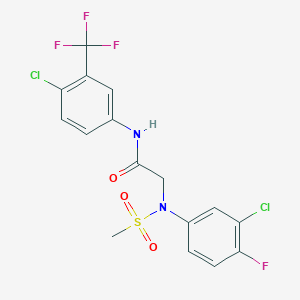molecular formula C16H12Cl2F4N2O3S B4228172 N~2~-(3-chloro-4-fluorophenyl)-N~1~-[4-chloro-3-(trifluoromethyl)phenyl]-N~2~-(methylsulfonyl)glycinamide 