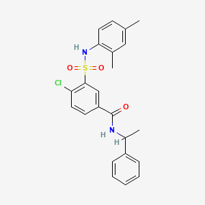 molecular formula C23H23ClN2O3S B4228194 4-chloro-3-{[(2,4-dimethylphenyl)amino]sulfonyl}-N-(1-phenylethyl)benzamide 