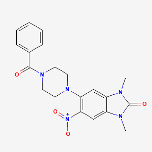 molecular formula C20H21N5O4 B4228223 5-(4-benzoyl-1-piperazinyl)-1,3-dimethyl-6-nitro-1,3-dihydro-2H-benzimidazol-2-one 