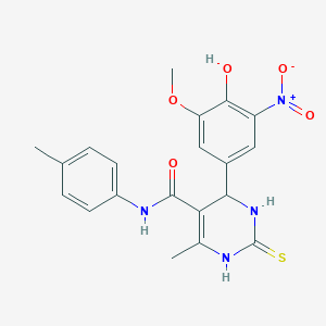 4-(4-hydroxy-3-methoxy-5-nitrophenyl)-6-methyl-N-(4-methylphenyl)-2-thioxo-1,2,3,4-tetrahydro-5-pyrimidinecarboxamide