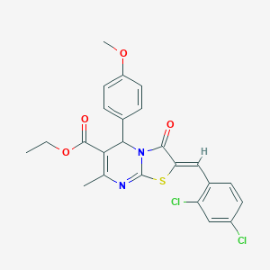 molecular formula C24H20Cl2N2O4S B422823 ethyl 2-(2,4-dichlorobenzylidene)-5-(4-methoxyphenyl)-7-methyl-3-oxo-2,3-dihydro-5H-[1,3]thiazolo[3,2-a]pyrimidine-6-carboxylate 