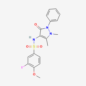 molecular formula C18H18IN3O4S B4228243 N-(1,5-dimethyl-3-oxo-2-phenyl-2,3-dihydro-1H-pyrazol-4-yl)-3-iodo-4-methoxybenzenesulfonamide 