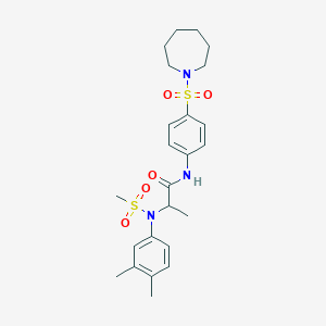 molecular formula C24H33N3O5S2 B4228279 N~1~-[4-(1-azepanylsulfonyl)phenyl]-N~2~-(3,4-dimethylphenyl)-N~2~-(methylsulfonyl)alaninamide 