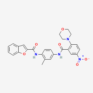 molecular formula C27H24N4O6 B4228309 N-(2-methyl-4-{[2-(4-morpholinyl)-5-nitrobenzoyl]amino}phenyl)-1-benzofuran-2-carboxamide 