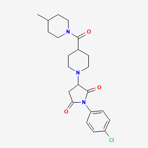molecular formula C22H28ClN3O3 B4228391 1-(4-chlorophenyl)-3-{4-[(4-methyl-1-piperidinyl)carbonyl]-1-piperidinyl}-2,5-pyrrolidinedione 