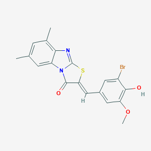molecular formula C19H15BrN2O3S B422840 2-(3-bromo-4-hydroxy-5-methoxybenzylidene)-6,8-dimethyl[1,3]thiazolo[3,2-a]benzimidazol-3(2H)-one 