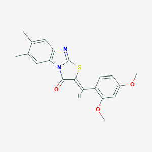 molecular formula C20H18N2O3S B422841 2-(2,4-dimethoxybenzylidene)-6,7-dimethyl[1,3]thiazolo[3,2-a]benzimidazol-3(2H)-one 