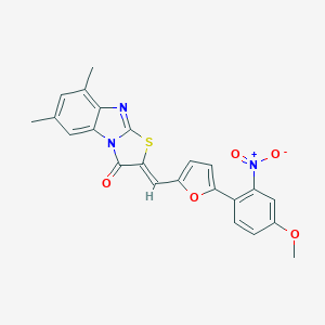 molecular formula C23H17N3O5S B422844 2-[(5-{2-nitro-4-methoxyphenyl}-2-furyl)methylene]-6,8-dimethyl[1,3]thiazolo[3,2-a]benzimidazol-3(2H)-one 