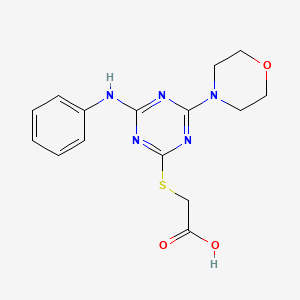 molecular formula C15H17N5O3S B4228442 {[4-anilino-6-(4-morpholinyl)-1,3,5-triazin-2-yl]thio}acetic acid 