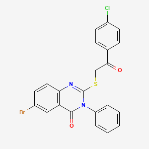 molecular formula C22H14BrClN2O2S B4228443 6-bromo-2-{[2-(4-chlorophenyl)-2-oxoethyl]thio}-3-phenyl-4(3H)-quinazolinone 