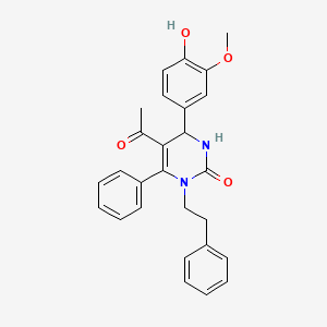 molecular formula C27H26N2O4 B4228447 5-acetyl-4-(4-hydroxy-3-methoxyphenyl)-6-phenyl-1-(2-phenylethyl)-3,4-dihydro-2(1H)-pyrimidinone 