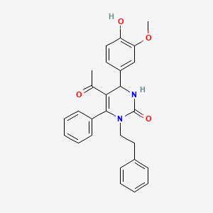 5-acetyl-4-(4-hydroxy-3-methoxyphenyl)-6-phenyl-1-(2-phenylethyl)-3,4-dihydro-2(1H)-pyrimidinone