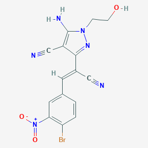 molecular formula C15H11BrN6O3 B422846 5-amino-3-(2-{4-bromo-3-nitrophenyl}-1-cyanovinyl)-1-(2-hydroxyethyl)-1H-pyrazole-4-carbonitrile 
